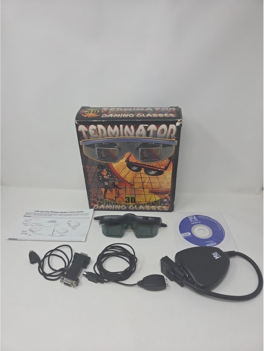 Terminator 3D Gaming Glasses PC System H3D IR Kit Box Manual Driver Disc